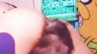 webcam hottie with foxtail in ass riding hitachi squirting