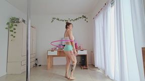 Dancing hula hoop at home