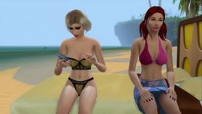 Porn Gamplay Lesbian couple fucking on the beach