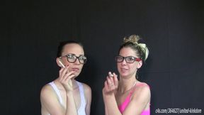 Two Noble Glasses Young Milfs "EVE 120s" Smoking Inhales and Exhales Each Others Mouth Ultra Rare Persian Blonde SIRIN ROTH and the Brunette ILONA STELLAR OUTDOOR SMOKING 720p HD