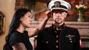 ”Asian MILF stepmommy had stepson wear step daddy his military outfit”