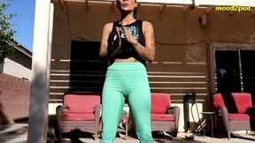 loosey lu peeing her yoga pants while teaching