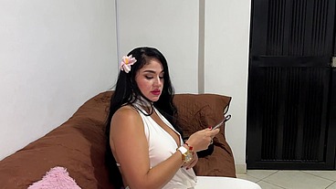 Horny stepmom asks to have her tight pink pussy stretched, she begs for cum like a whore