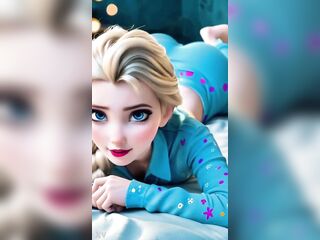 A uncommon glimpse of Queen Elsa relaxing in her pajamas. Simply breathtaking. AI-generated
