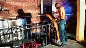 Justice Takes Massive Black Cock in Her Ass During BDSM Cage Threesome