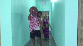 Sexy indian housewife chitting her husband, fucking by a gas delivery boy