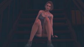 Jill Valentine masturbates on the stairs