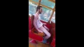 Str8 Big Cock Guy Strokes in Bus
