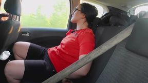 Francesca handcuffed in car after work