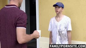 FamilyPornSite.com - Dirty twink Dakota Lovell cleaned by stepdads cum