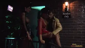 Hot babes get their cunts penetrated in front of a club