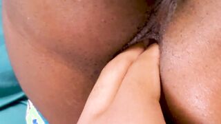 Stuffing My Finger Deep In Redbone Baddie Sheisnovember Little Bare Black Snatch Closeup With White Shorts Down To Her Ankles