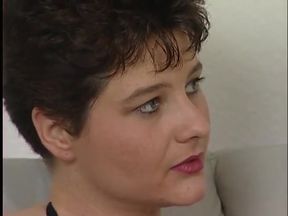 Short haired brunette wearing stockings while sucking and riding dick at casting