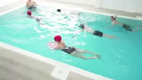 Couples make love in poolside steamy action