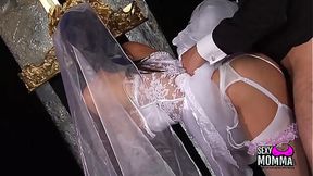 Filthy Bride Moans Loudly During Rough Pounding on Her Wedding Day