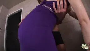 Amateur GF gives a deepthroat blowjob to an older guy while showing off