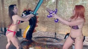 Slaying the INFLATABLE DRAGON - Sunnie Soleil & Dakota Quinn HIDEF MOV