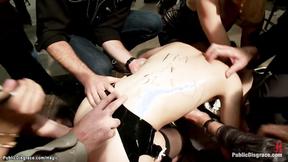 ”Blindfolded bound bitch touchd in public”