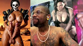 mad max double transgender cock babe jerks off and cums from both of her hard trans cocks, ai generated
