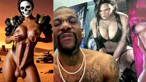 mad max double transgender cock babe jerks off and cums from both of her hard trans cocks, ai generated