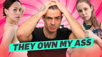 Two wild Russian nymphos lick a guy all over in a steamy threesome