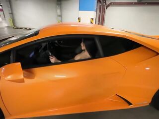 I'm exposed in a Lamborghini car. bang me right there!