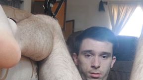 Laying on my back fingering my hole and jerking off