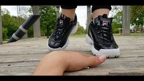 hand trample in cute new Fila sneakers