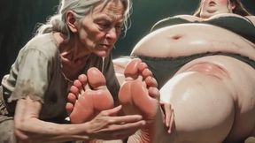 Old Granny Foot Worship on Obese Woman - Granny Extremely Horny