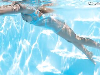 Underwater swimming with the majority marvelous model