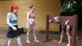 Naked Humiliation Girl Is Put In Stocks & Degraded