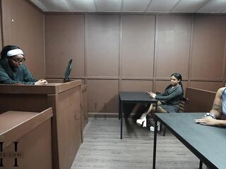 Black Floozy bangs & sucks in judge Athena Hazes courtroom