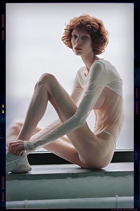 Slim blonde pro models her skinny AI-generated avatar's solo act
