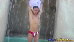 Innocent looking and cute twink Dane Jaxson takes on a massive dildo up his ass