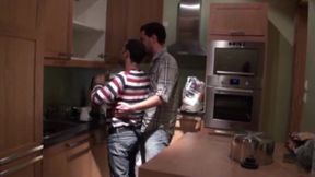 Young Latino fucked by his friend can the kitchen