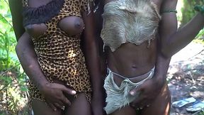African tribe women use a black tourist for hard fucking break
