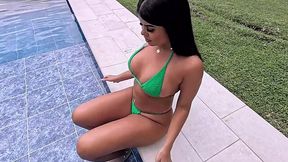 Latina stepdaughter craves for cock by the pool - Amateur