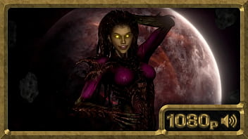 Kerrigan, alluring alien dancing striptease on a spaceship