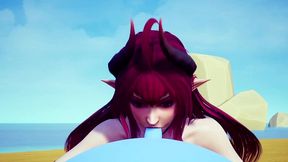 demon girl sucking off a bouncing ball.