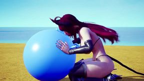 demon girl sucking off a bouncing ball.