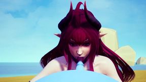demon girl sucking off a bouncing ball.