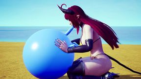 demon girl sucking off a bouncing ball.