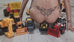 Giantess Construction Ride – Sitting & Bouncing on My Bulldozer and Excavator Collection