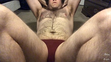 Hairy Stud In Thong Does Sit Ups