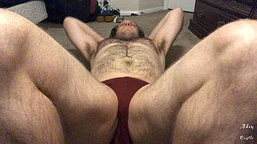 Hairy Stud In Thong Does Sit Ups