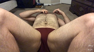Hairy Stud In Thong Does Sit Ups