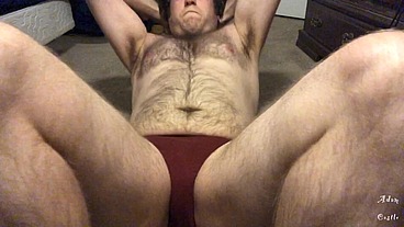 Hairy Stud In Thong Does Sit Ups