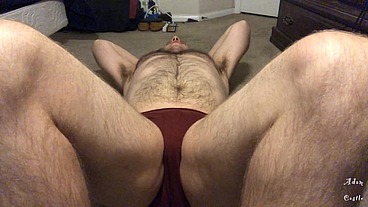 Hairy Stud In Thong Does Sit Ups
