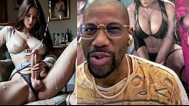 Tall Transgender Shooting Pure White Cum Out Of Her Thicc Ass Girl Cock, AI Generated