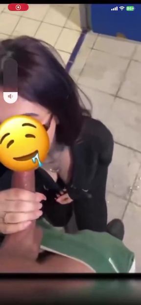 Amateur GF gives a deepthroat blowjob in a group setting